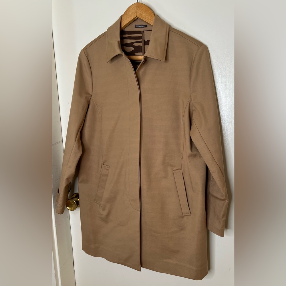 J. McLaughlin Jacey Trench, Camel w/ animal print interior, Women’s XL, NWOT